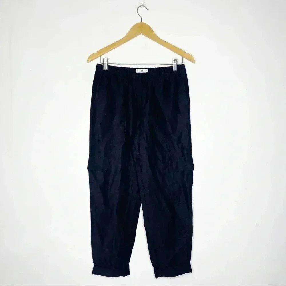 Babaton Aritzia Black Cargo Taper Ankle Pants Size 4 Linen Blend